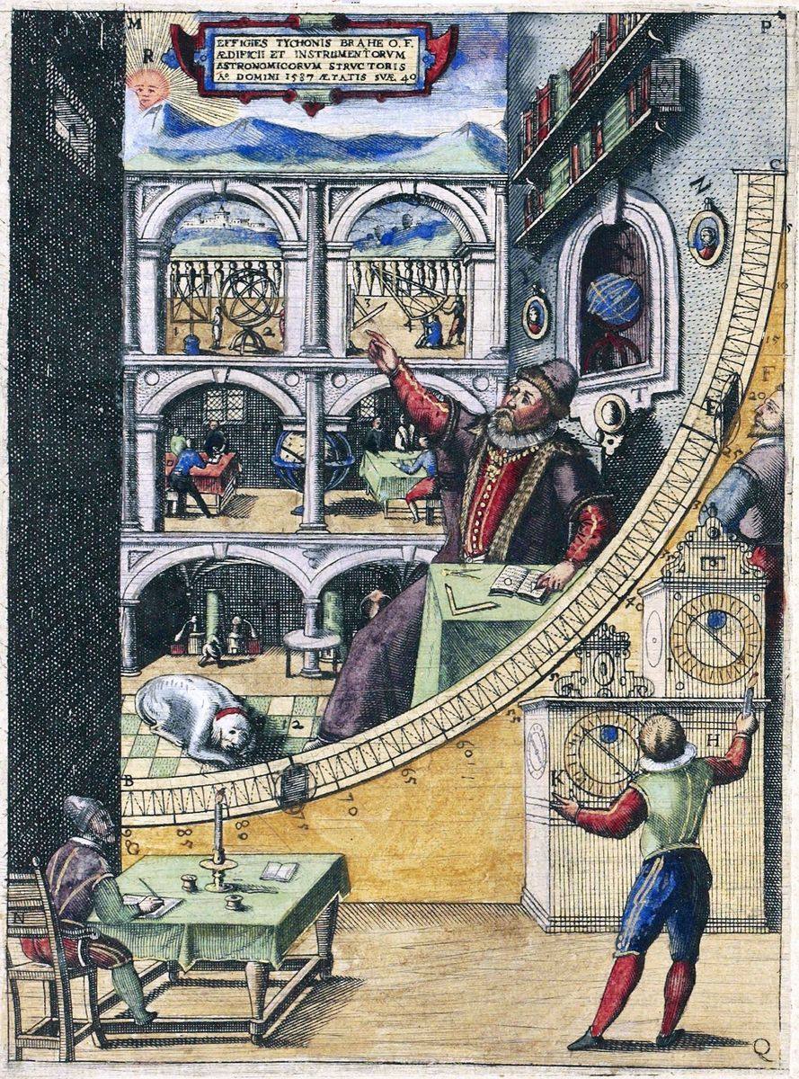 Engraving of Tycho's mural quadrant at Uraniborg, 1598