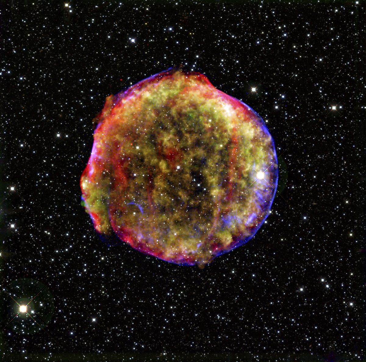 NASA's image of Tycho's supernova remnant, a glowing shell of gas